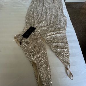 Gold and White Sequin Formal Dress M